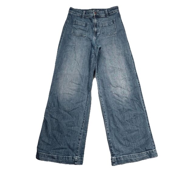 Old Navy Extra High Rise Wide Leg Jeans 4 (28x30) Blue Denim Stretch Womens - Picture 1 of 6